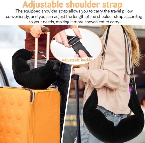 Stuffable Neck Pillow, Travel Neck Pillow Storage Bag for Airplanes, Tube Travel Neck Pillow Stuff with Clothes, No Extra Baggage Fees, Fits 3+ Days of Travel Essentials, No Filler (Black) - Image 5