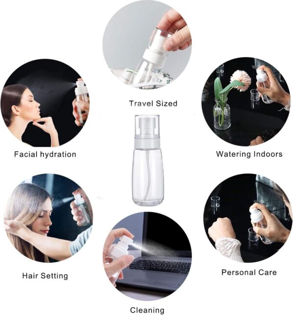 Empty Fine Mist Spray Bottle Travel Refillable Perfume Container Small Cosmetic Plastic Bottle for Face Hair Makeup 2 Pack - Image 5