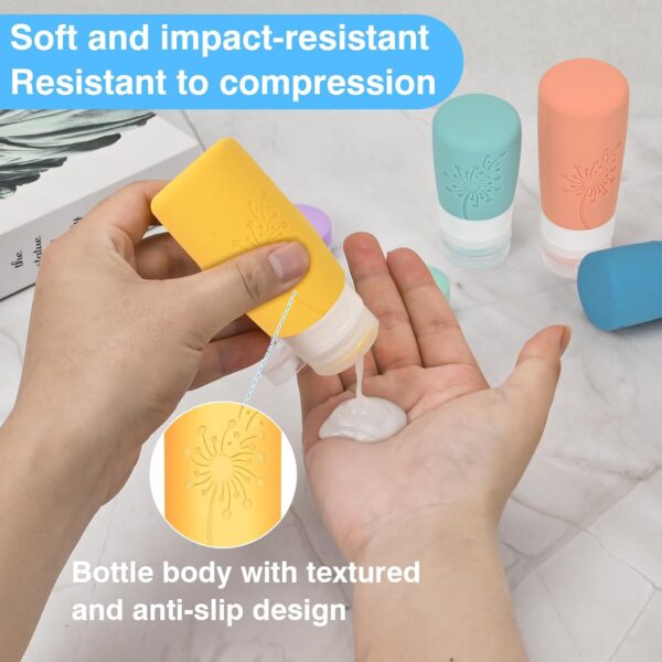 Travel Bottle Set 17pcs Travel Essentials Toiletries Container TSA Approved Leak Proof Silicone Squeezable Containers for Toiletries (Dandelions) - Image 2