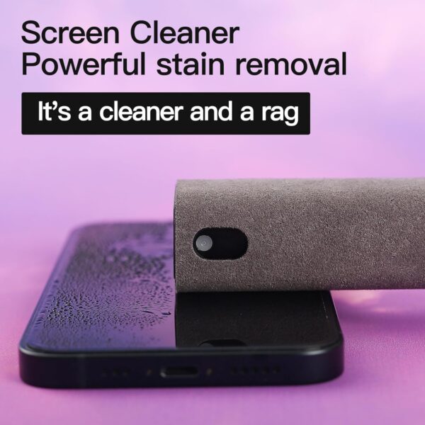 Touchscreen Screen Cleaner Kit 2 Pcs, Phone, Tablet and Car Screen Cleaner, Two in One Spray and Microfiber Cloth(Grey&Pink) - Image 5