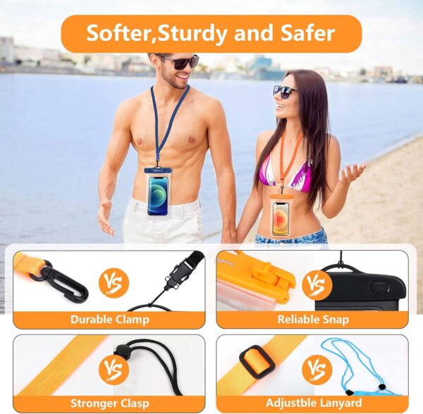 Waterproof Phone Pouch Bag - 7.5in Water Proof Cell Phone Case for Beach Travel Must Haves, Waterproof Phone Holder with Lanyard for iPhone 16 15 14 Pro Max Galaxy S24 S23 Pixel 7a, Cruise Essentials - Image 5