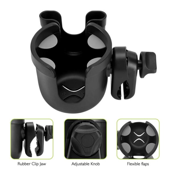 Accmor Stroller Cup Holder with Phone Holder, Bike Cup Holder, Universal Cup Holder for Uppababy Nuna Doona Strollers, 2-in-1 Cup Phone Holder for Stroller, Bike, Wheelchair, Walker, Scooter - Image 4