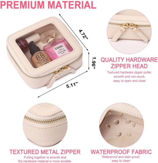 Small Makeup Bag Mini Clear Cosmetic Makeup Case & Toiletry Bag with Zipper Women's Purse Organizer & Car Essentials (Beige, MINI) - Image 5