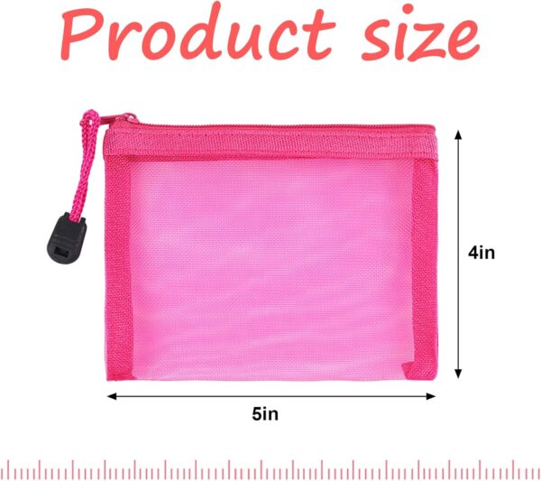 Nylon Mesh Zipper Cosmetic Bags,Mesh Makeup Pouches Travel Organizer Case for Purse Organizer,Makeup Travel Cases Pencil Case Travel Organizers (Red) - Image 5