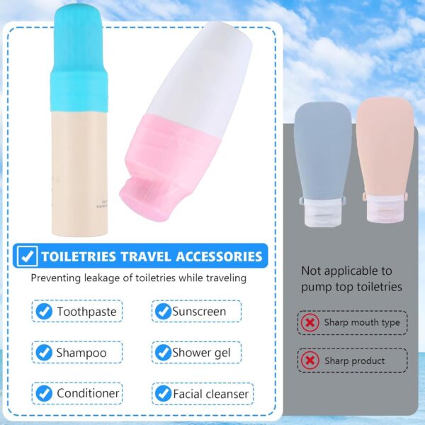 Lusofie 6Pcs Silicone Travel Sleeves For Toiletries Reusable Bottle Covers For Travel Leak Proof Travel Bottles Toiletry Sleeves For Leak Proofing Travel Essentials For Women Travel Accessories - Image 6